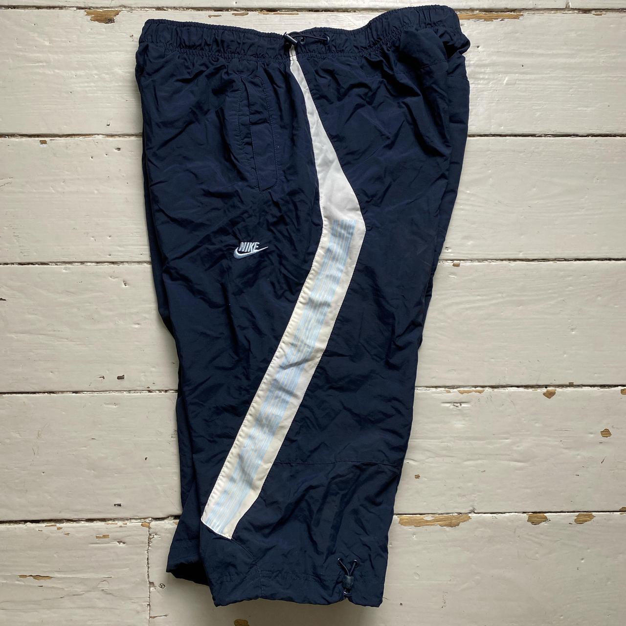 Nike Vintage y2k Navy Light Blue and White Shell Trackpant Shorts