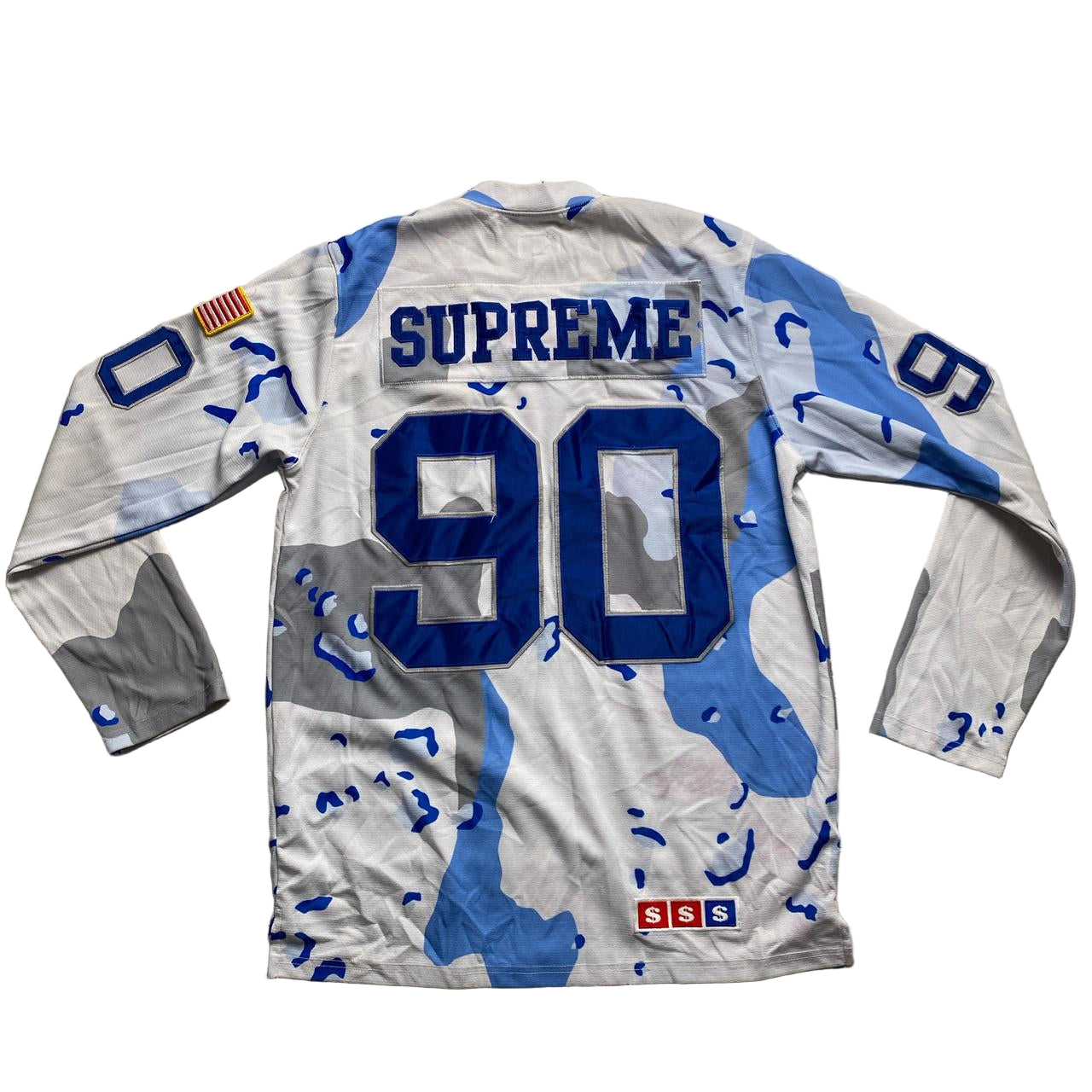 Supreme Desert Camo Light Blue White and Yellow Hockey Jersey (M)