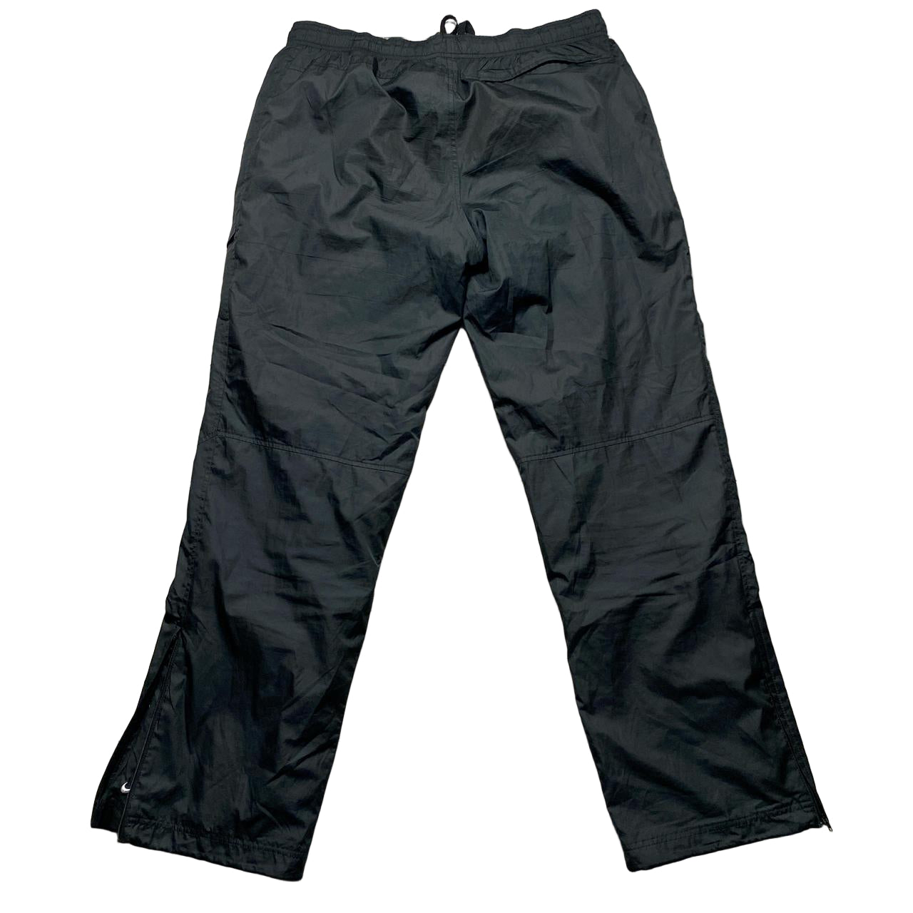 Nike Swoosh Black and White Baggy Shell Trackpant Bottoms (XL)