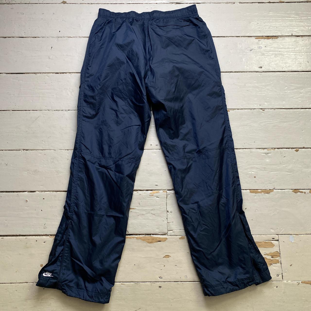 Nike Navy and White Shell Trackpant Baggy Bottoms