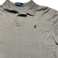 Ralph Lauren Polo Grey and Navy Blue Pony Long Sleeve Polo Shirt (XL)