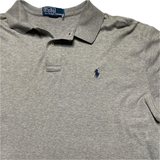 Ralph Lauren Polo Grey and Navy Blue Pony Long Sleeve Polo Shirt (XL)