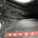 Prada Strap Leather Driving Loafer Shoes Black and Red Tab (UK 10)