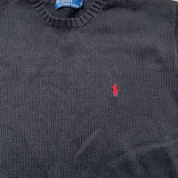 Polo Ralph Lauren Black and Red Knit Jumper (M)