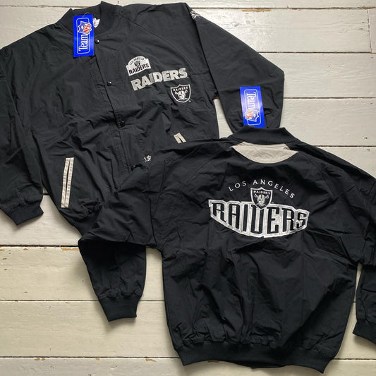 Los Angeles Raiders Reebok Vintage 90’s Black and White Bomber Jackets