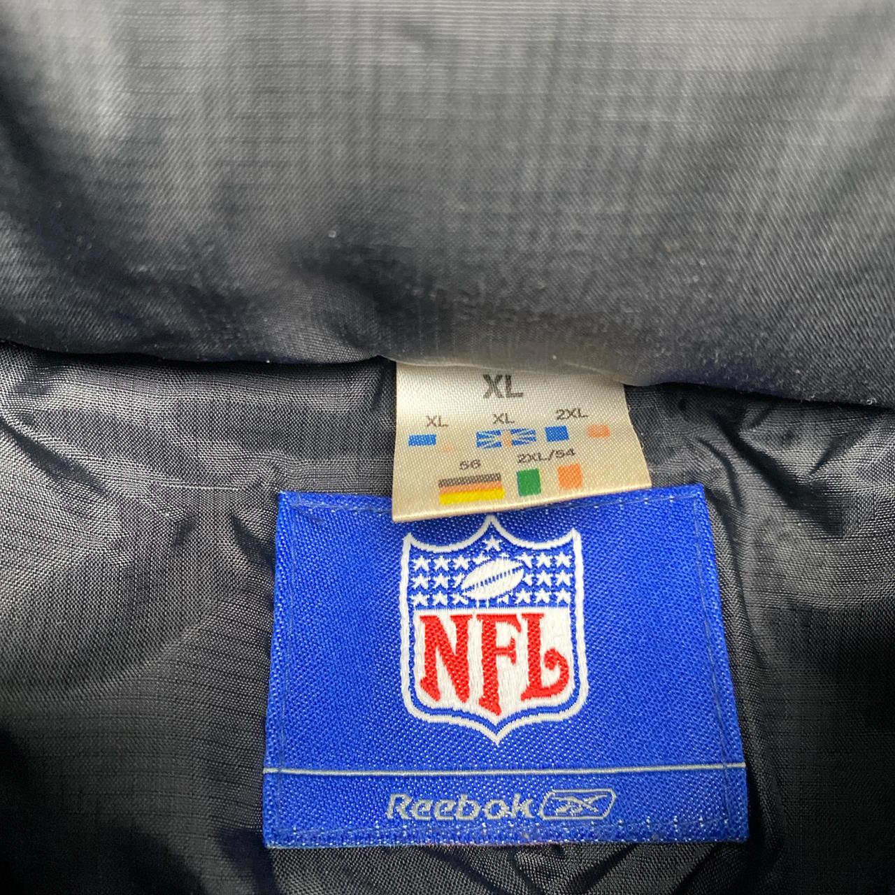 NFL Raiders Reebok Vintage Black Grey and White Puffer Jacket (XL)
