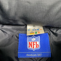 NFL Raiders Reebok Vintage Black Grey and White Puffer Jacket (XL)