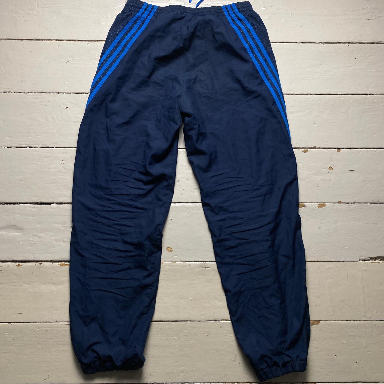 Adidas Navy and Blue Stripe Shell Trackpant Baggy Bottoms