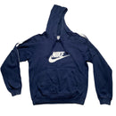 Nike Navy and White Big Swoosh Vintage y2k Hoodie (S)