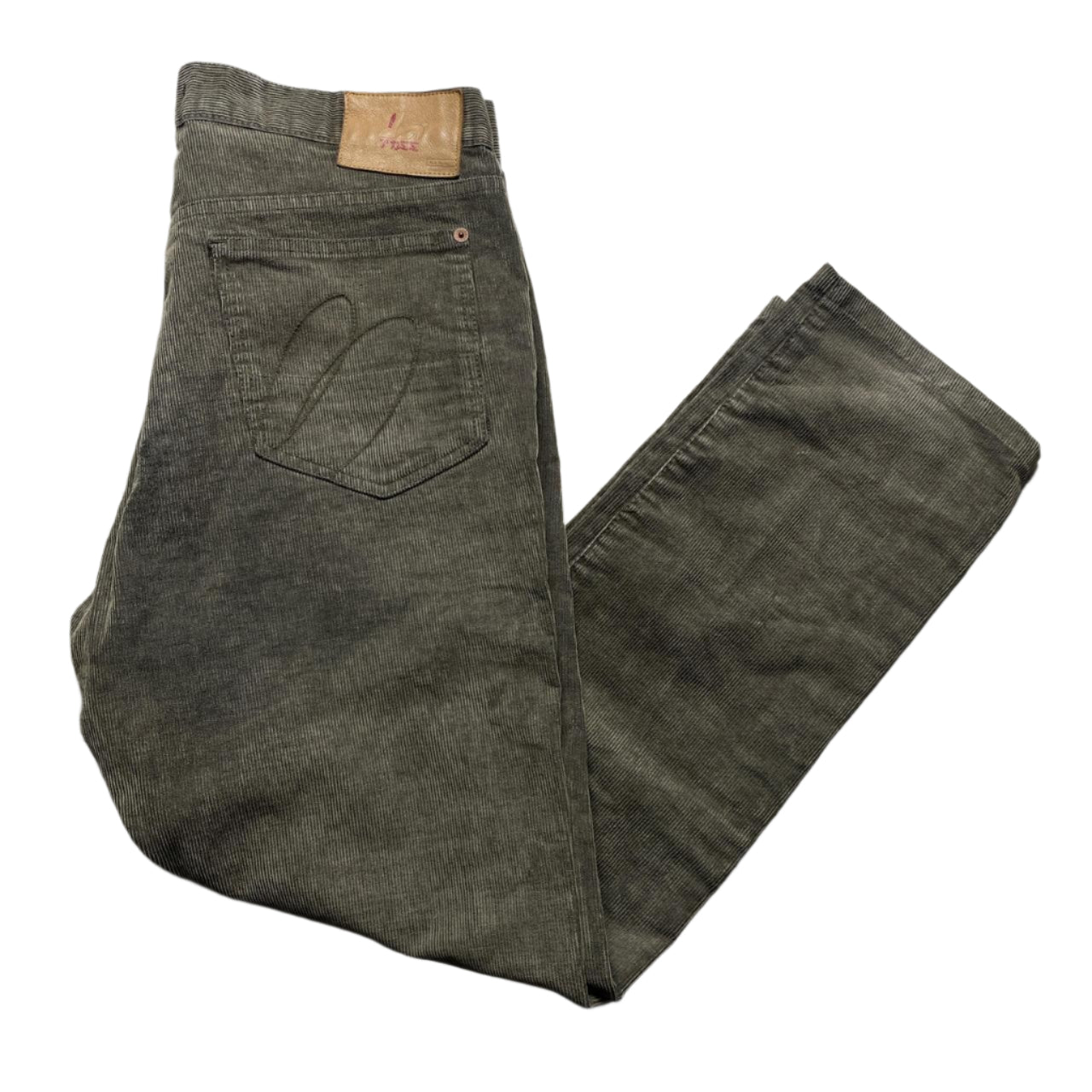 Paul Smith Red Ear Corduroy Baggy Khaki Olive Green Jeans (34W)