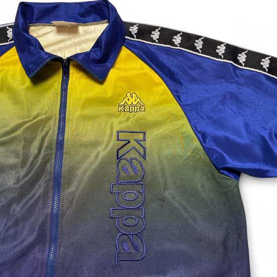 Kappa Ombre Vintage y2k 90’s Yellow Black and Blue Zip Up Polo Jersey (L)