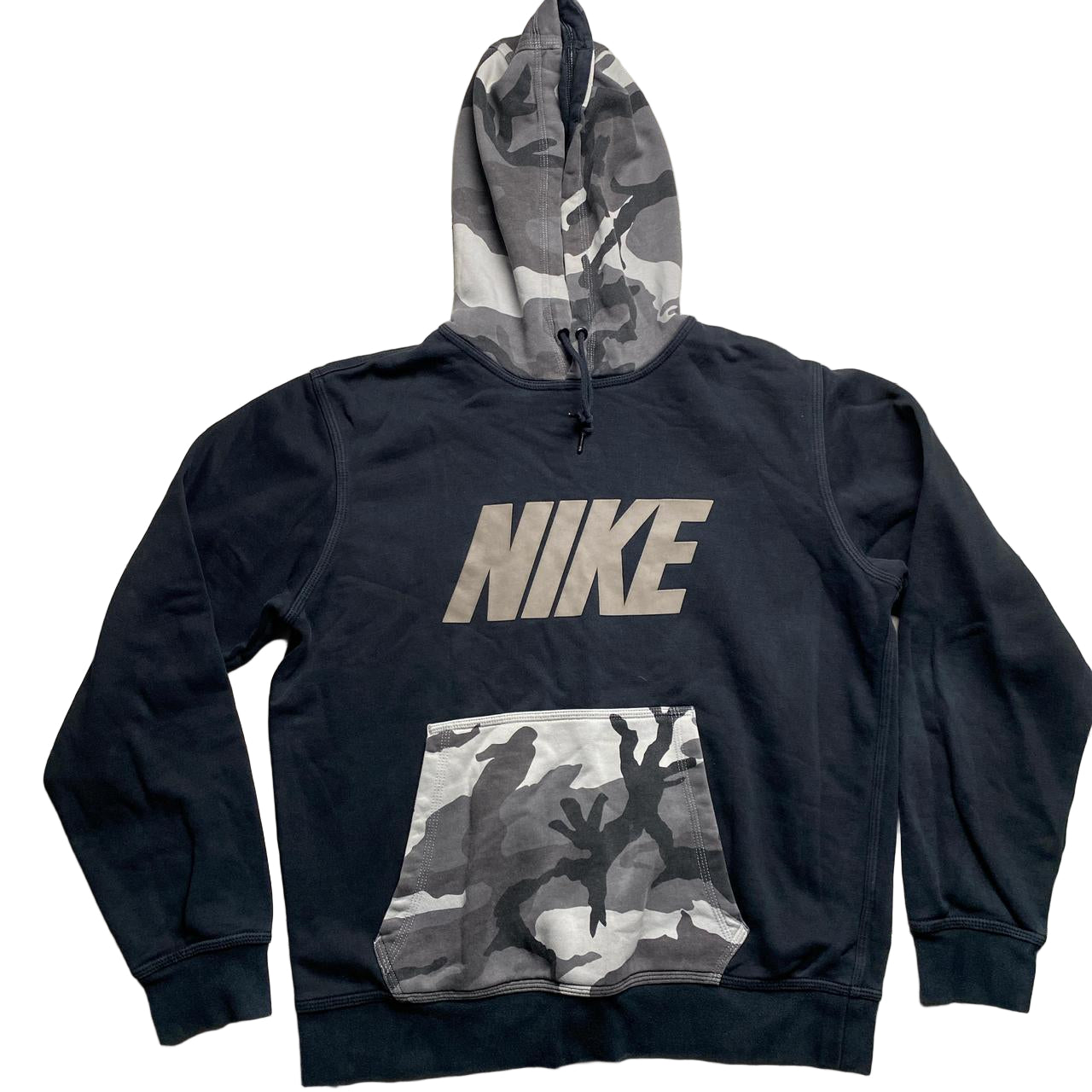 Nike Club Black and Grey Camouflage Hoodie (M)