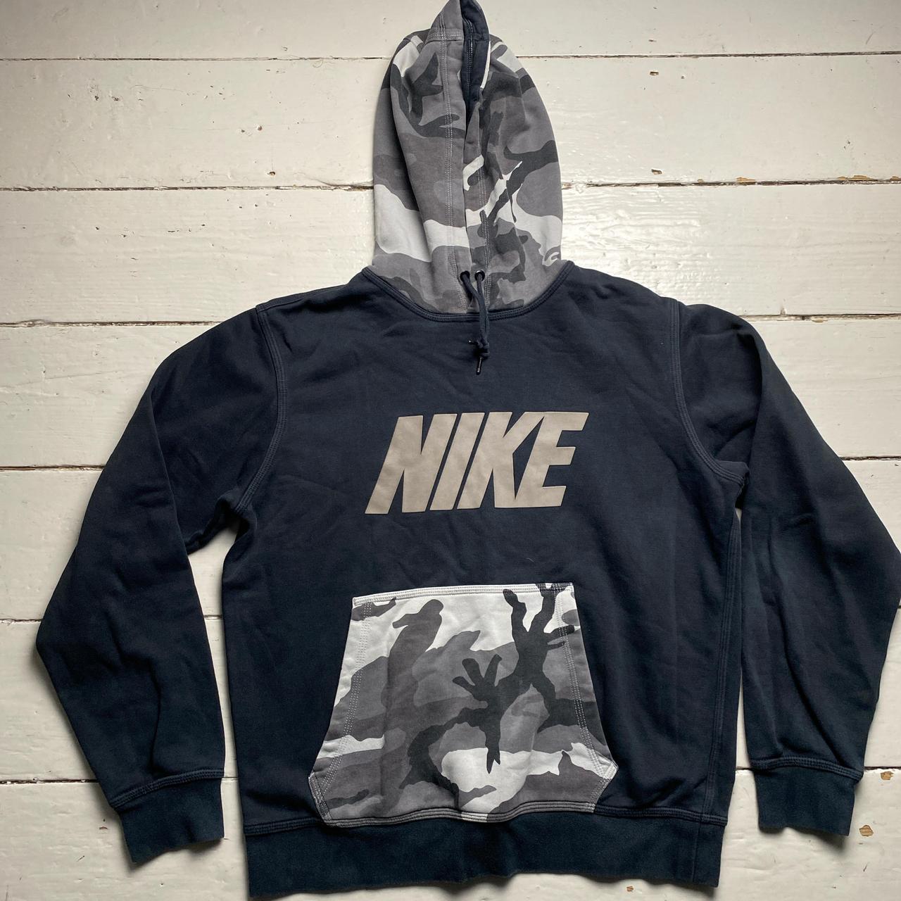 Nike Club Black and Grey Camouflage Hoodie