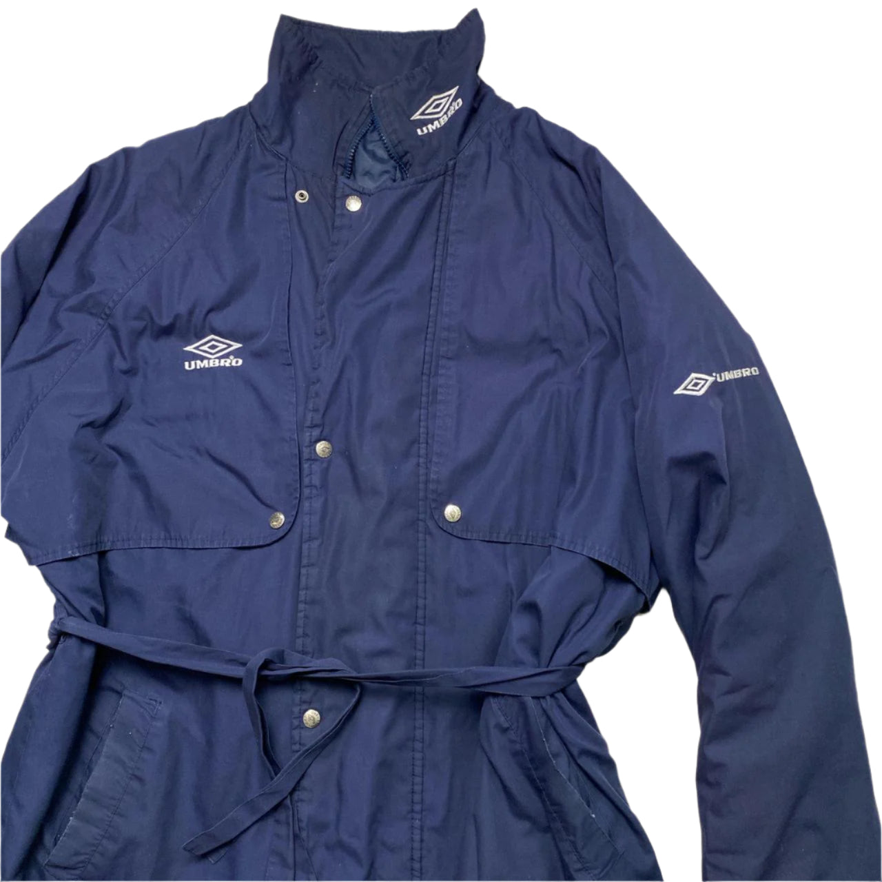 Umbro Vintage 90’s Football Trench Long Coat Navy and White (L)