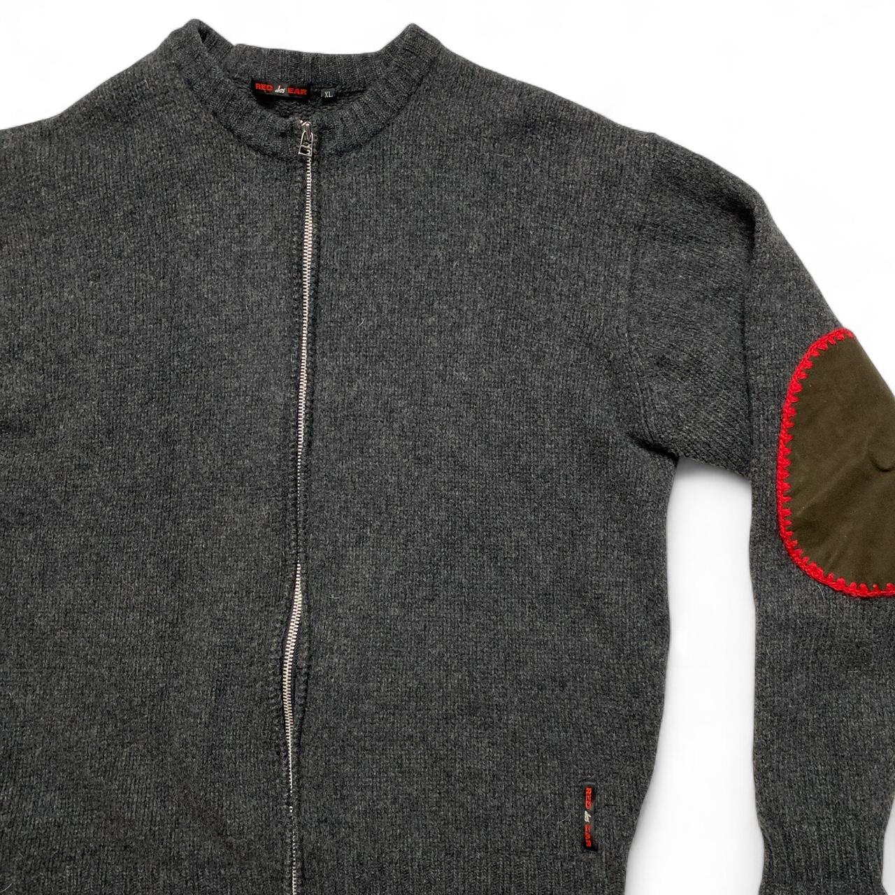 Paul Smith Red Ear Vintage Wool Grey and Red Arm Patch Zip Jumper (XL)