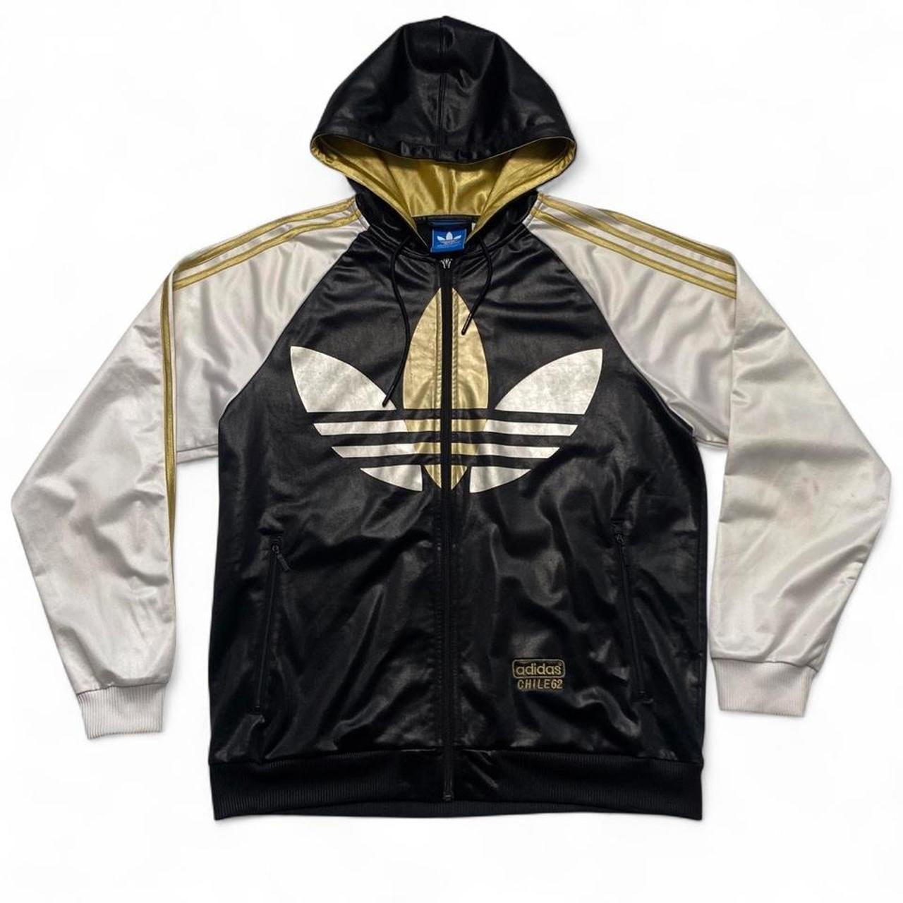 Adidas Originals Black Gold and White Tracksuit Hooded Jacket (L)