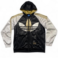 Adidas Originals Black Gold and White Tracksuit Hooded Jacket (L)