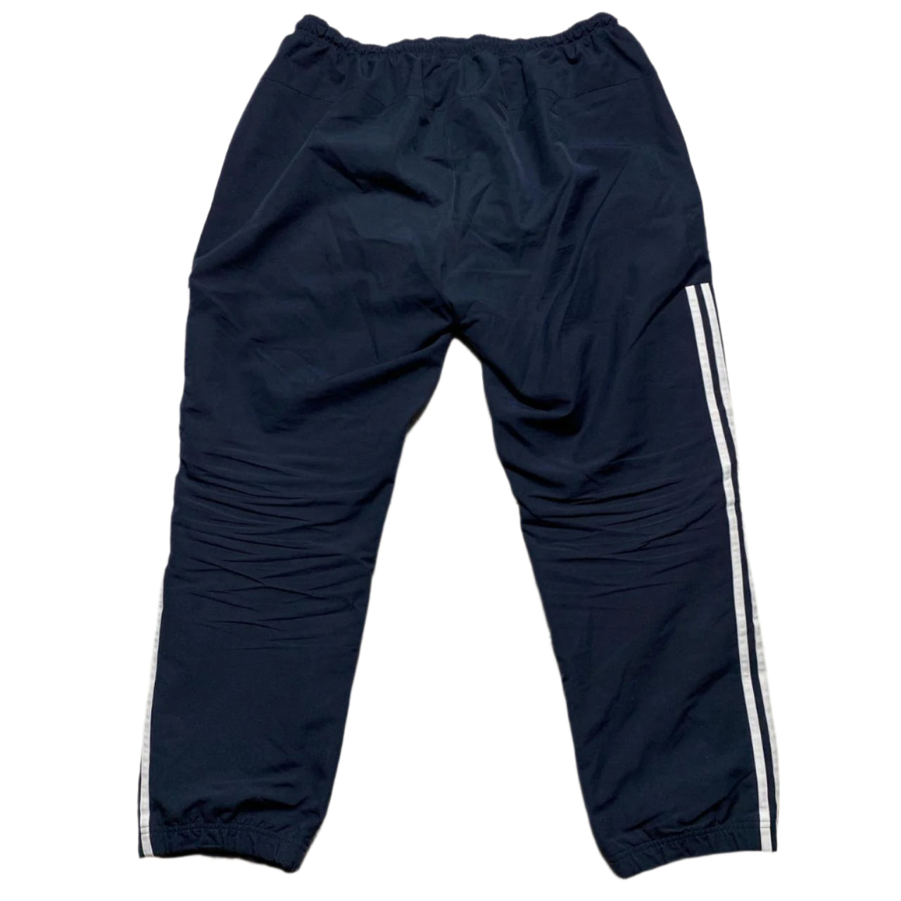 Adidas Navy and White Shell Trackpant Baggy Bottoms (XL)