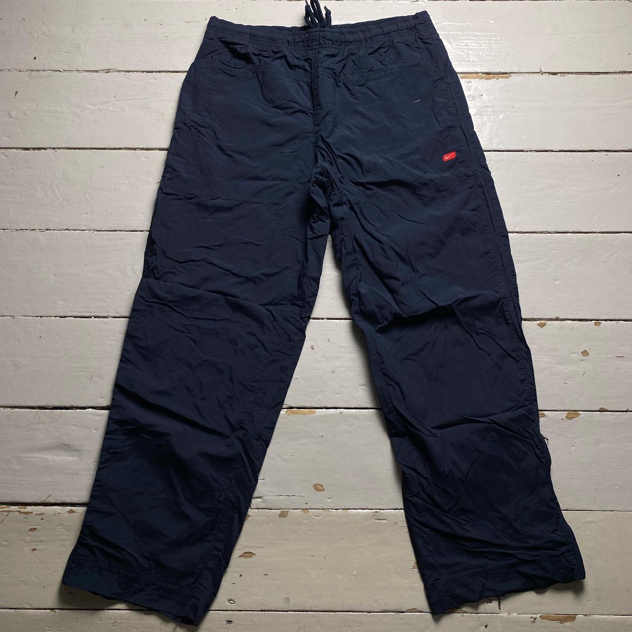 Nike Vintage Navy Hex Red and White Swoosh Shell Trackpant Bottoms