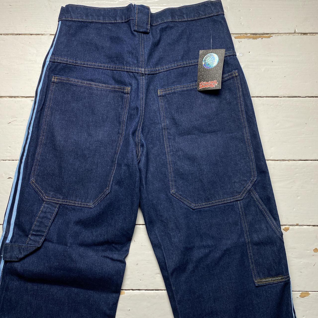 Criminal Damage Baggy Skater Carpenter Navy and Baby Blue Stripe Jeans