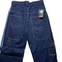 Criminal Damage Baggy Skater Carpenter Navy and Baby Blue Stripe Jeans (32W)