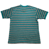 Adidas Equipment Vintage 90’s Green and Cream Striped T Shirt Jersey (XL)