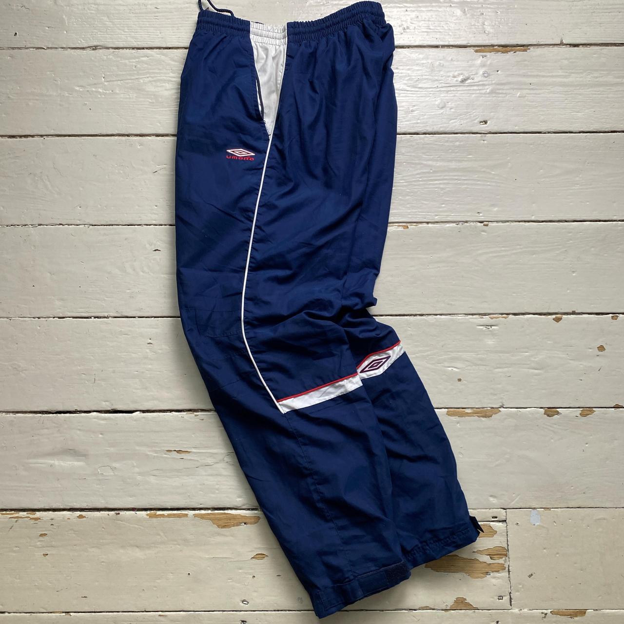 Umbro Vintage Navy Red and White Shell Trackpant Baggy Bottoms