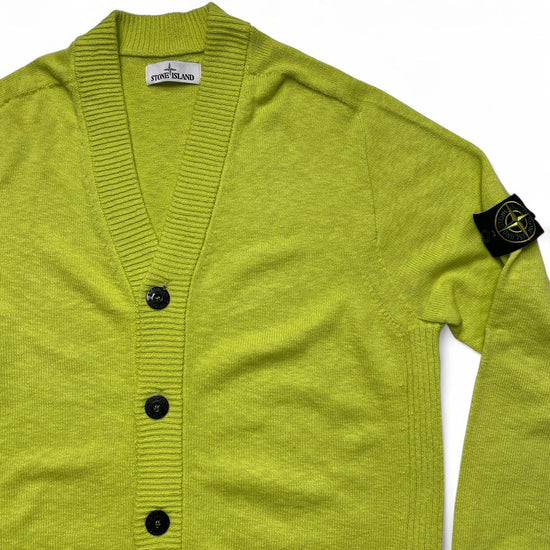 Stone Island Fluorescent Highlighter Yellow Lime Button Up Cardigan Jumper (L)