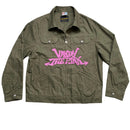 Vandy The Pink Khaki Green and Pink Shacket Shirt Jacket (L)