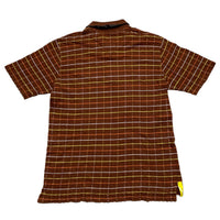Akademiks Vintage Brown Yellow White and Orange Polo Shirt (L)