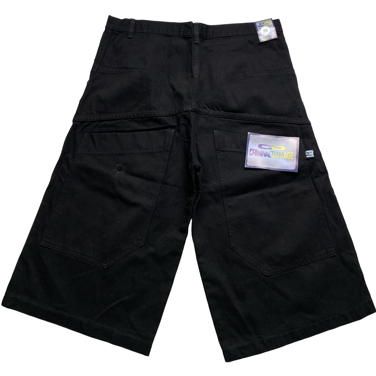 Criminal Damage Vintage Baggy Black Jort Jean Shorts (36W)