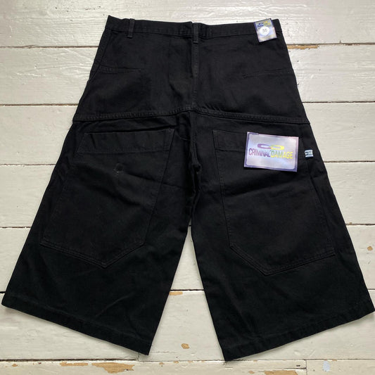 Criminal Damage Vintage Baggy Black Jort Jean Shorts