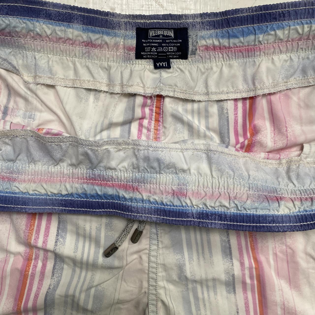 Vilebrequin Striped Blue White and Pink Swim Shorts (3XL)