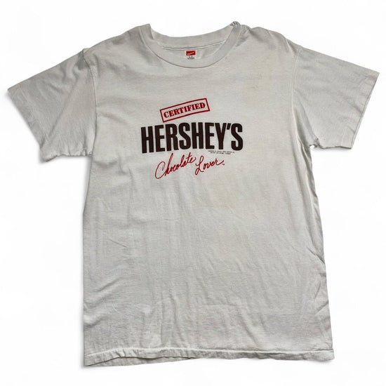 Hersheys Vintage Certified Chocolate Lover White Brown and Red Womens T Shirt (L)