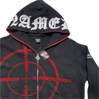 Named Collective Mission Target Diamante Rhinestone Black and Red Hoodie (M)