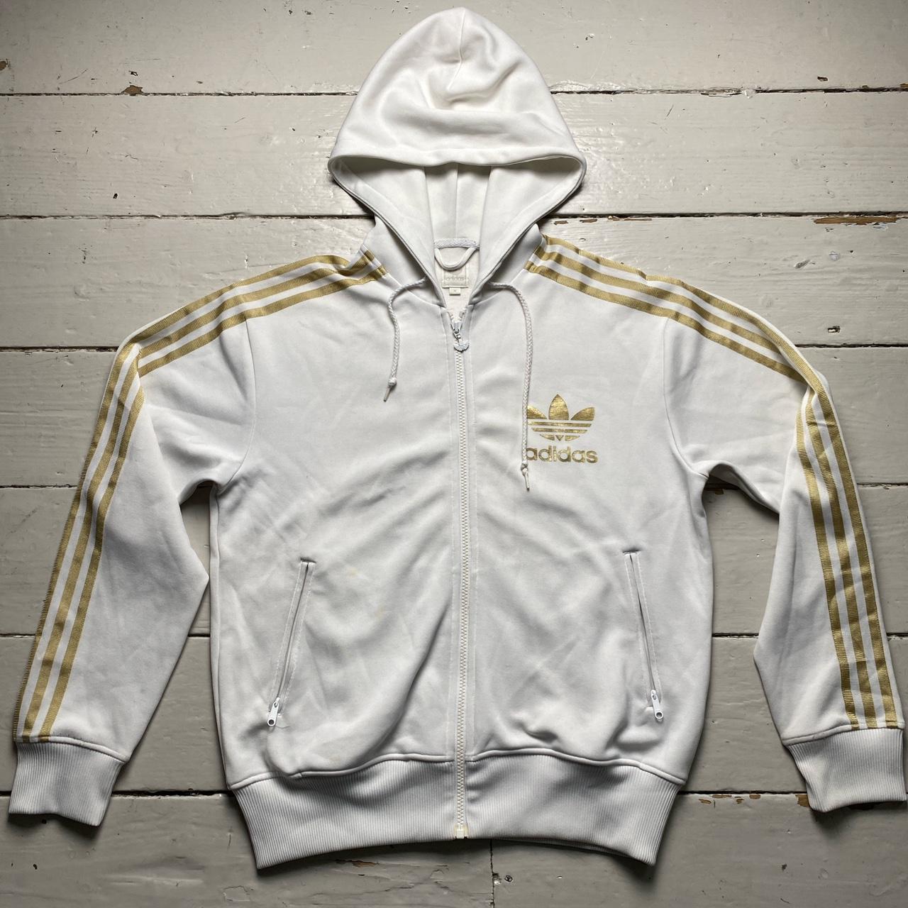 Adidas Originals White and Gold Hooded Tracksuit Jacket