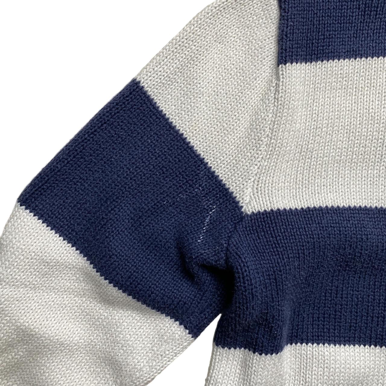 Polo Ralph Lauren Navy and White Stripe Quarter Zip Jumper (S)