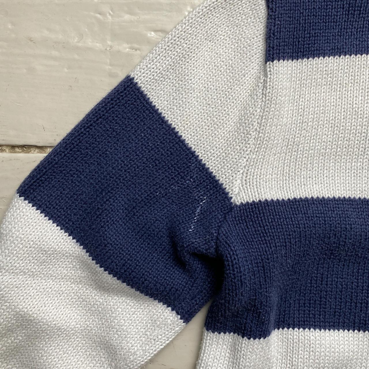 Polo Ralph Lauren Navy and White Stripe Quarter Zip Jumper