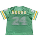 Rodeo Warehouse Green Yellow and White Diamante Rhinestone NFL Football Womens Oversized Jersey (L)
