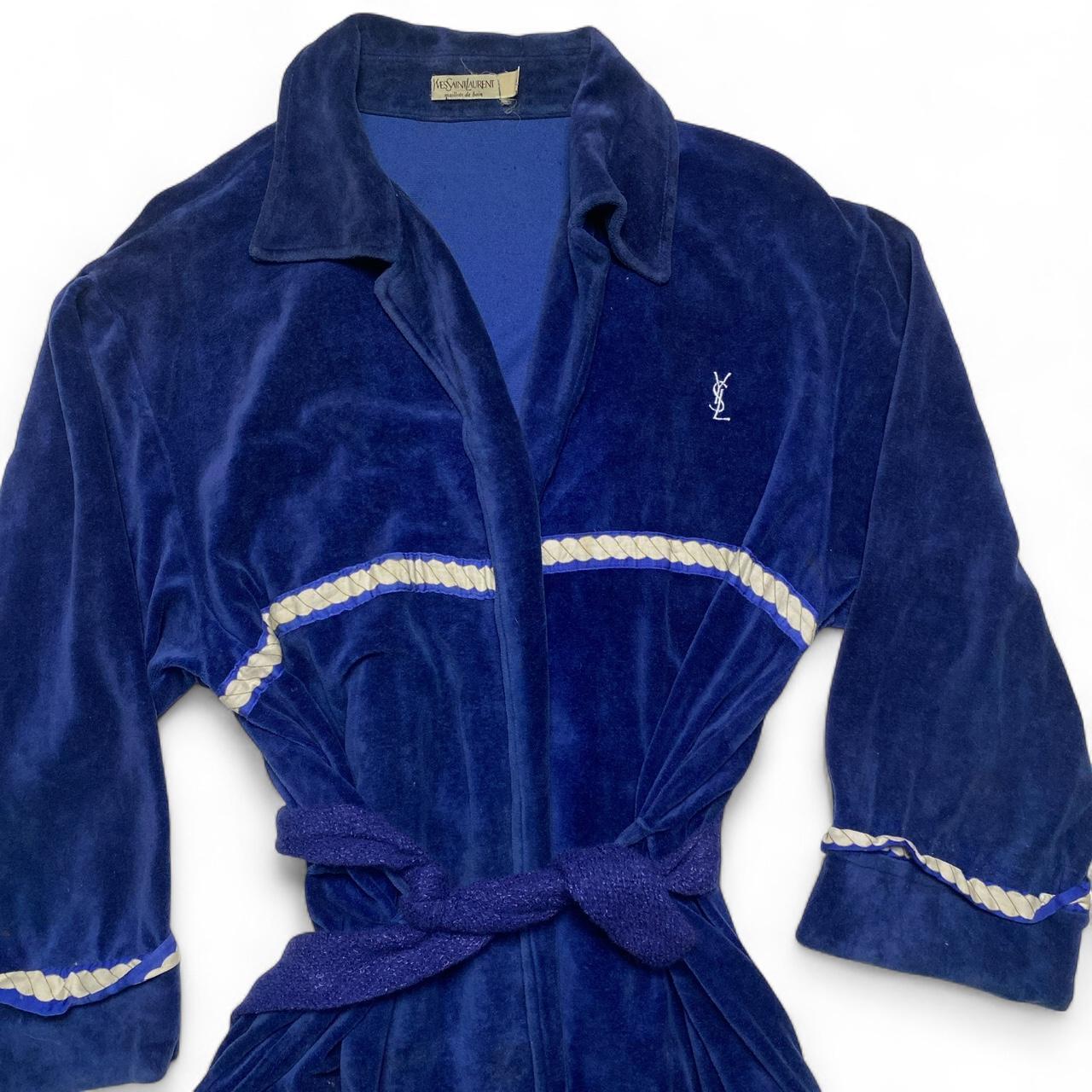 Yves Saint Laurent Blue Velour Velvet robe (L)