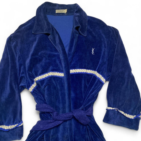 Yves Saint Laurent Blue Velour Velvet robe (L)