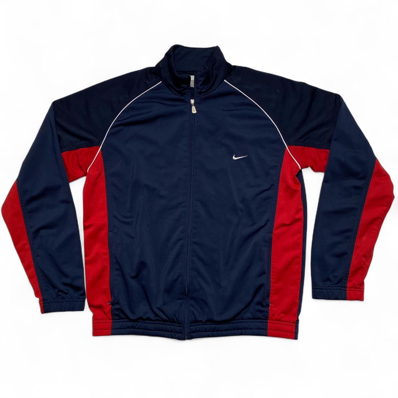 Nike Navy Red and White Vintage Y2K Tracksuit Jacket (L)