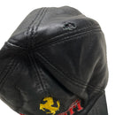 Ferrari Vintage Leather Racing Cap Black Yellow and Red