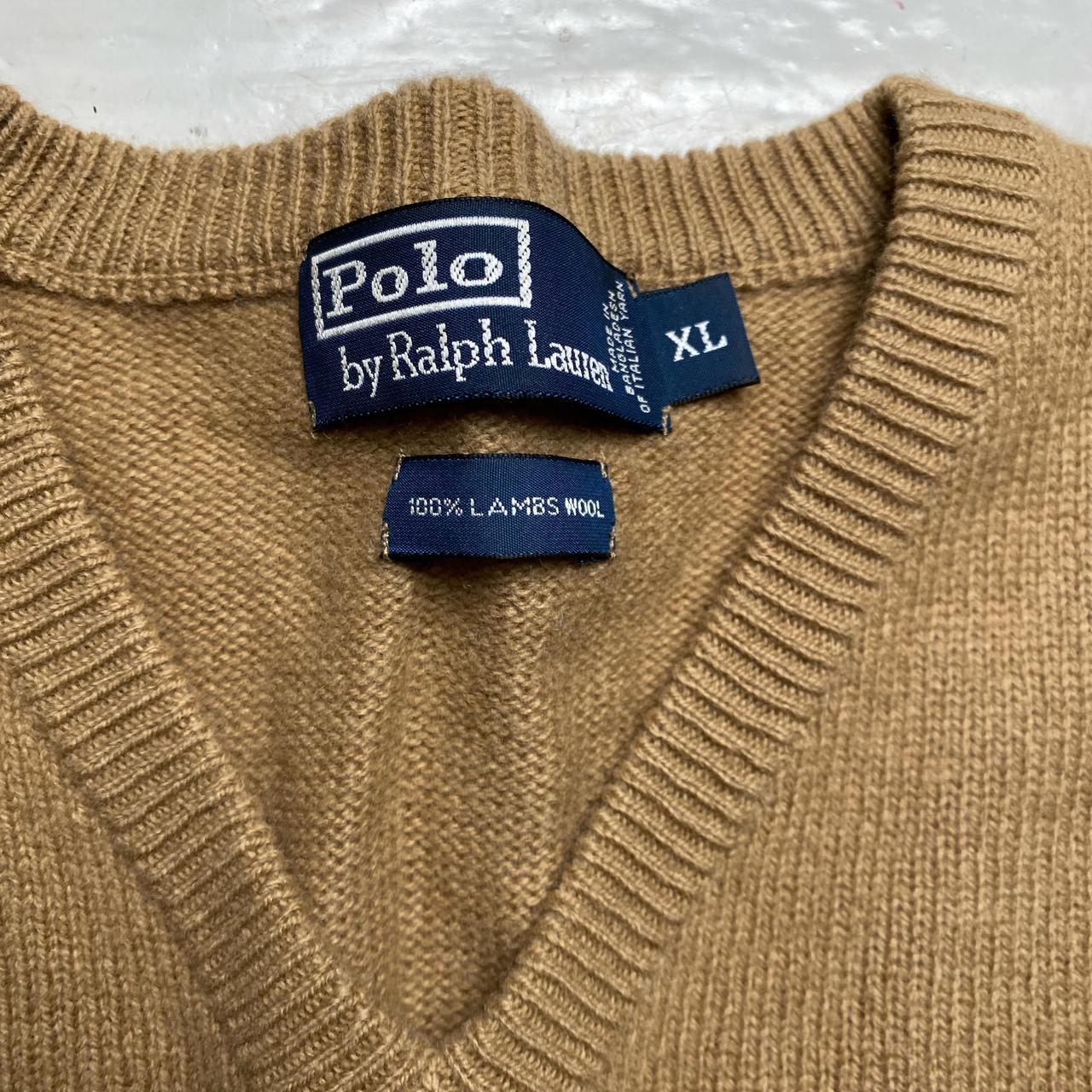 Ralph Lauren Polo Lambs Wool Brown V Neck Jumper