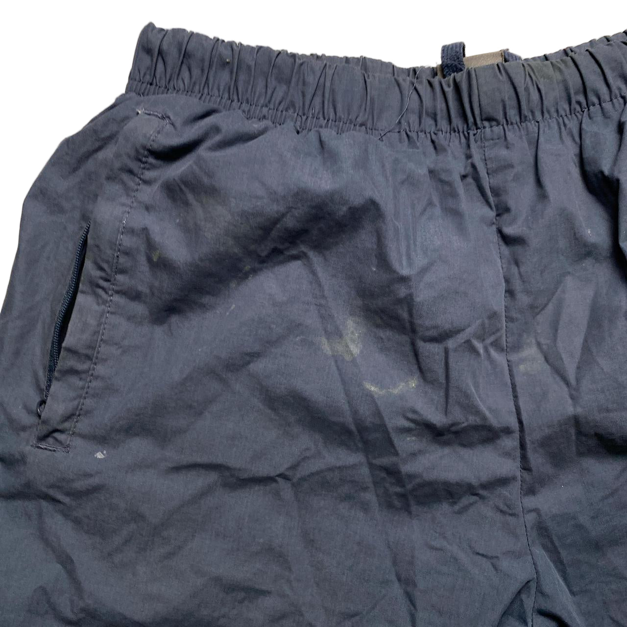 Nike Swoosh Vintage Shell Baggy Blue and White Trackpant Shell Bottoms (M)