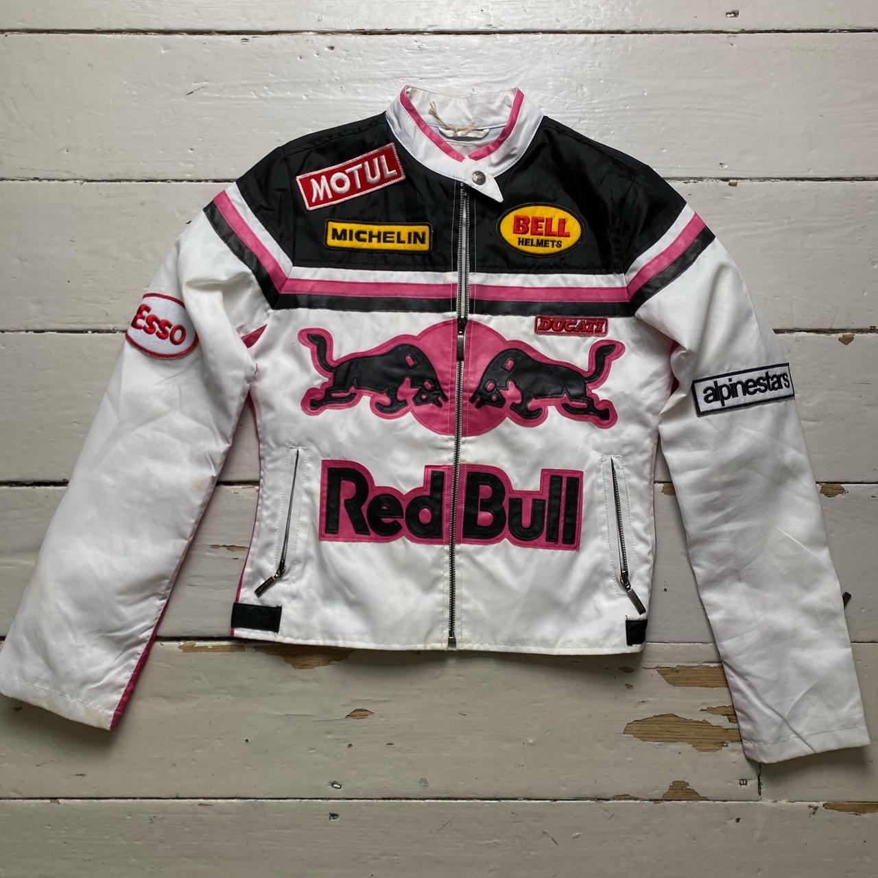 Redbull Vintage Biker Style Womens Bomber Jacket with Leather Patches