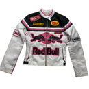 Redbull Vintage Biker Style Womens Bomber Jacket with Leather Patches (S)