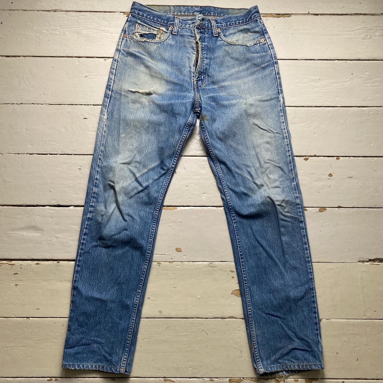 Levis Vintage 615 02 Made in UK Light Blue Stonewash Orange Tab Baggy Jeans