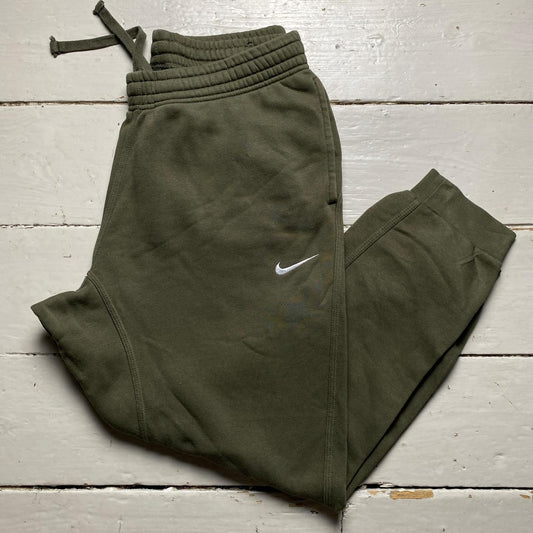 Nike Swoosh Khaki Green and White Joggers