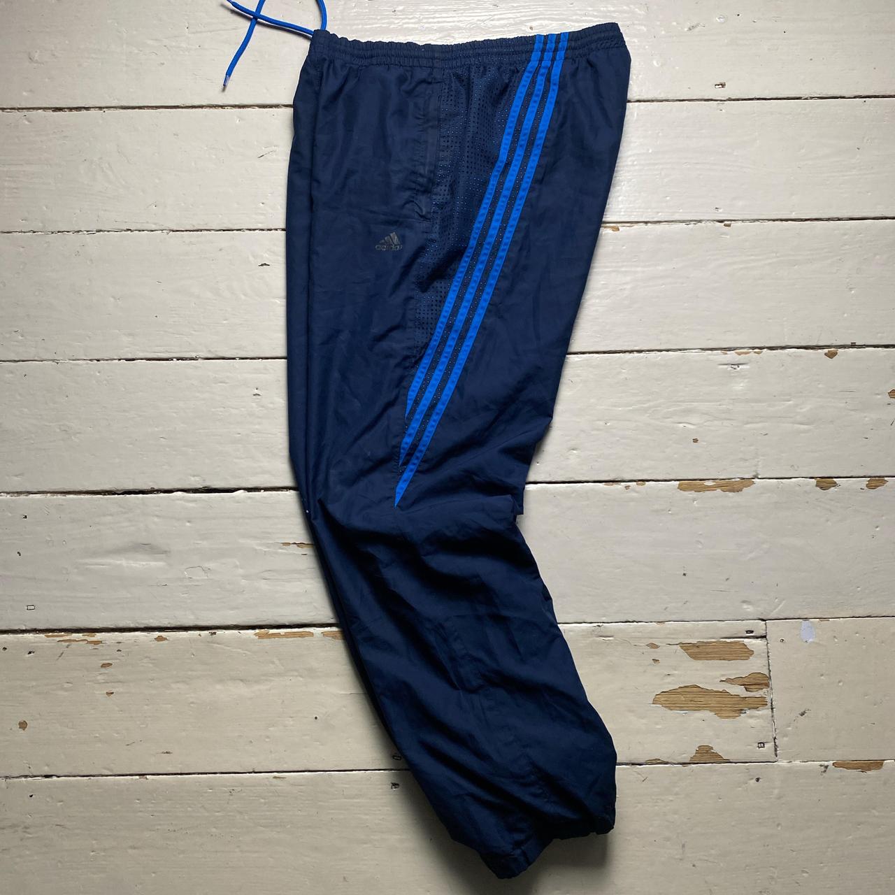 Adidas Navy and Blue Stripe Shell Trackpant Baggy Bottoms